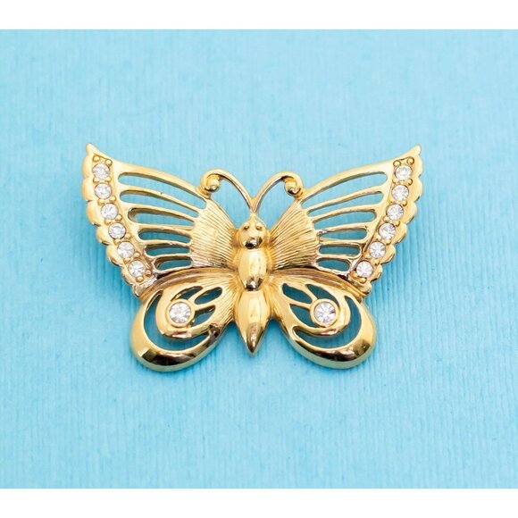 Vintage Gold Butterfly Brooch N18 - Picture 1 of 2